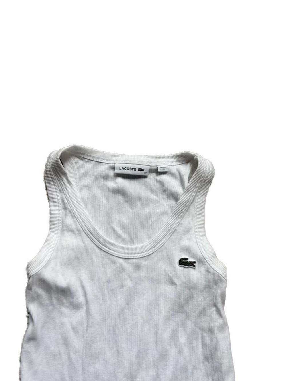Lacoste Women's Ribbed Cotton Tank Top in White
